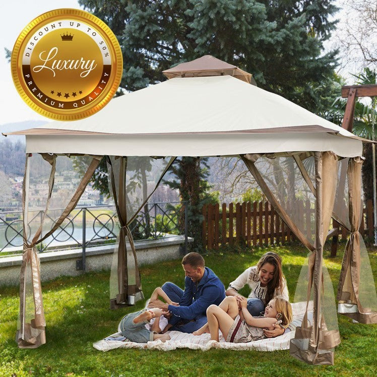 Best 12ft Outdoor Gazebo Canopy Pop-Up Tent With Mesh Mosquito Net - Avionnti