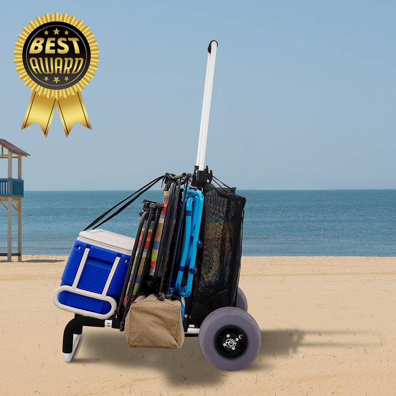 Best 165LBS Folding Beach Cargo Deck Cart W/ All-Terrain Balloon Tires - Avionnti