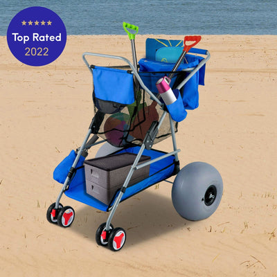Premium 350LBS Beach Wonder Wheeler Cart W/ All-Terrain Balloon Wheels - Avionnti