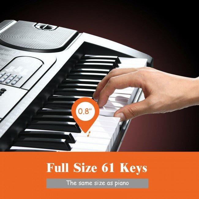 61-Key Electronic Keyboard Piano Starter Set With Stand Bench - Avionnti