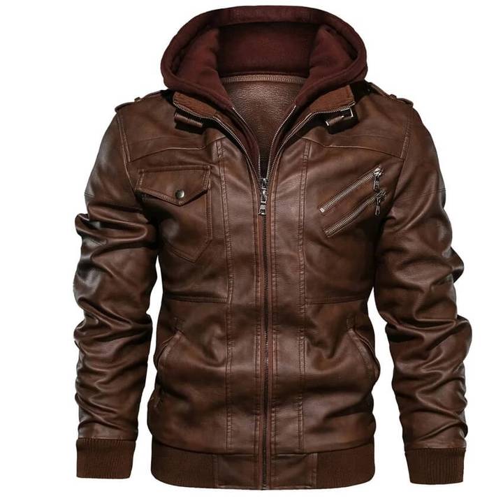 Anarchist Removable Hood Leather Jacket For Men - Avionnti