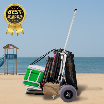 Best 165LBS Folding Beach Cargo Deck Cart W/ All-Terrain Balloon Tires - Avionnti