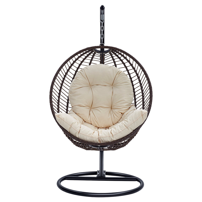 Best 2023 Outdoor Patio Hanging Rattan Egg Chair Swing With Cushion - Avionnti