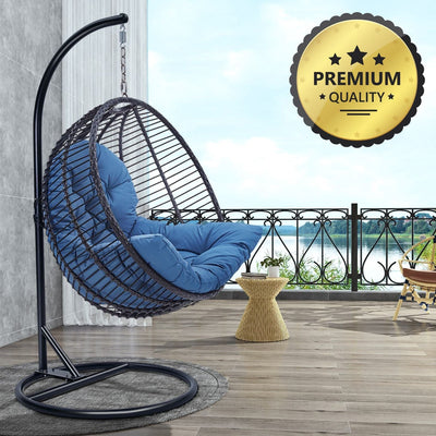 Best 2023 Outdoor Patio Hanging Rattan Egg Chair Swing With Cushion - Avionnti