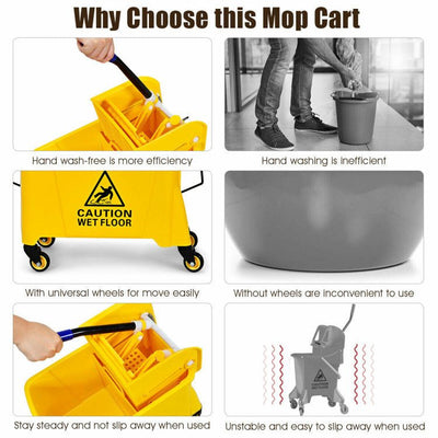 Best 21 Quart Mop Bucket Side Press Wringer With Wheels And Panel - Avionnti
