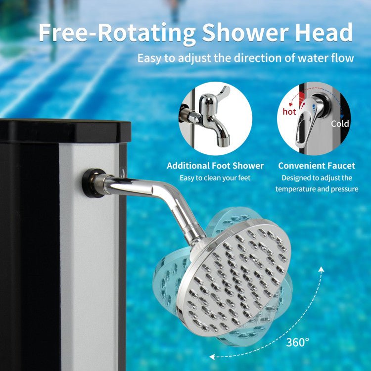 Best 7.2FT Outdoor Freestanding Solar-Heated Shower With Foot Shower - Avionnti