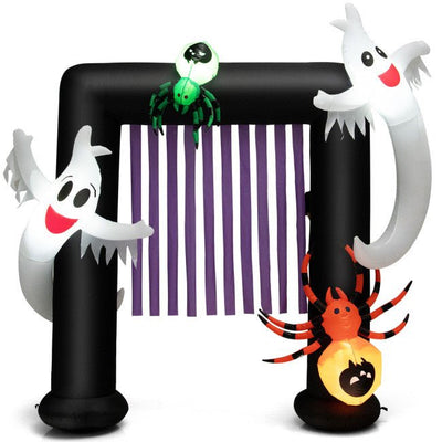 Best 7.5FT Halloween Inflatable Archway W/ Spider & Ghost Decorations - Avionnti