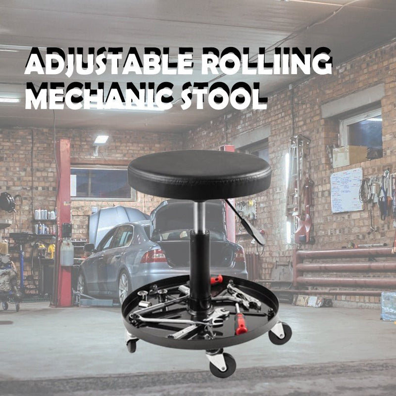 Best Adjustable Rolling Stool Mechanic Garage Stool W/ Casters - Avionnti