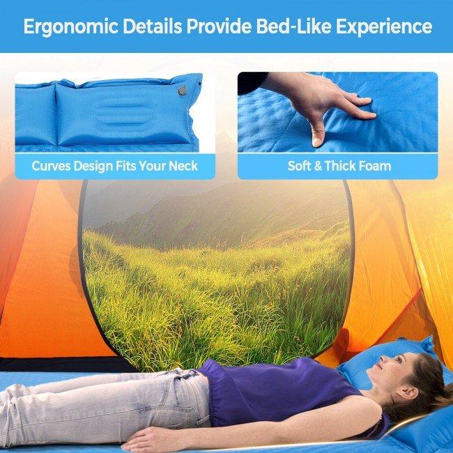 Best Comfortable Self-Inflating Outdoor Sleeping Mat with Pillows - Avionnti