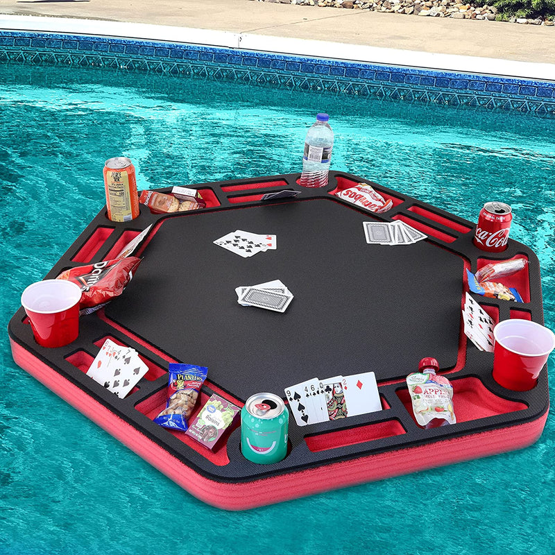 Best Large Floating Pool Poker Game Table With Drink Holder And Cards - Avionnti