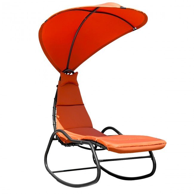 Best Outdoor Chaise Lounge Swing Chair W/ Wide Canopy & Soft Cushion - Avionnti