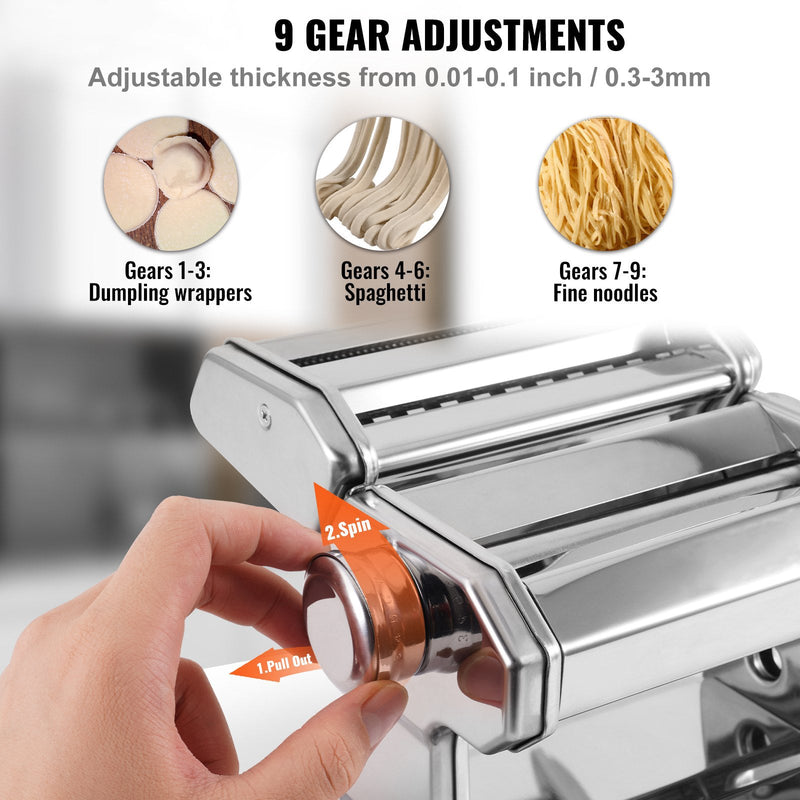 Best Pasta Noodle Roller Maker Machine With 9 Adjustable Settings - Avionnti