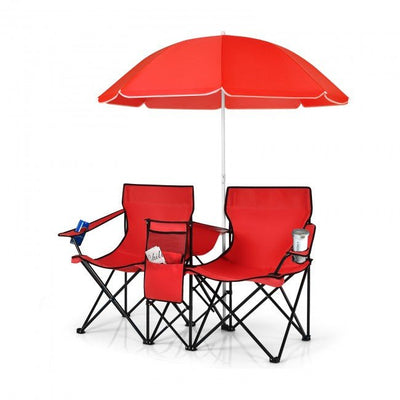 Best Portable Picnic Folding Chair Double Seat With Umbrella - Avionnti