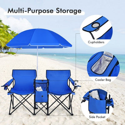 Best Portable Picnic Folding Chair Double Seat With Umbrella - Avionnti