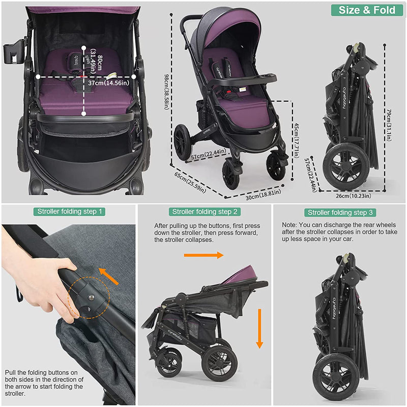 Cynebaby™ Comfort 2-In-1 Baby Infant Foldable Stroller For All-Terrain - Avionnti