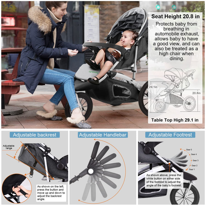 Cynebaby™ Grandeur 3-Wheel Baby Infant Jogger Stroller For All-Terrain - Avionnti