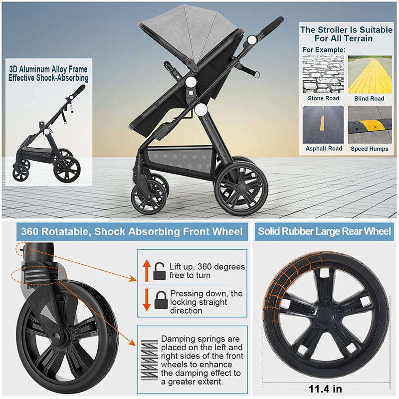 Cynebaby™ Premier 2-In-1 Baby Infant Bassinet Stroller For All Terrain - Avionnti