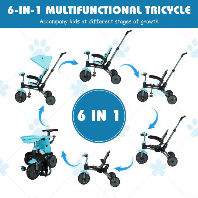 Deluxe 6-in-1 Baby Stroller Tricycle Detachable Learning Toy Bike - Avionnti