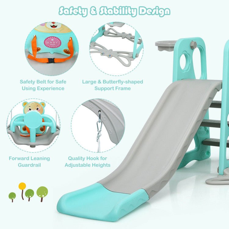 Durable 4-In-1 Kids Swing And Slide Playground Sets For Indoor Outdoor - Avionnti