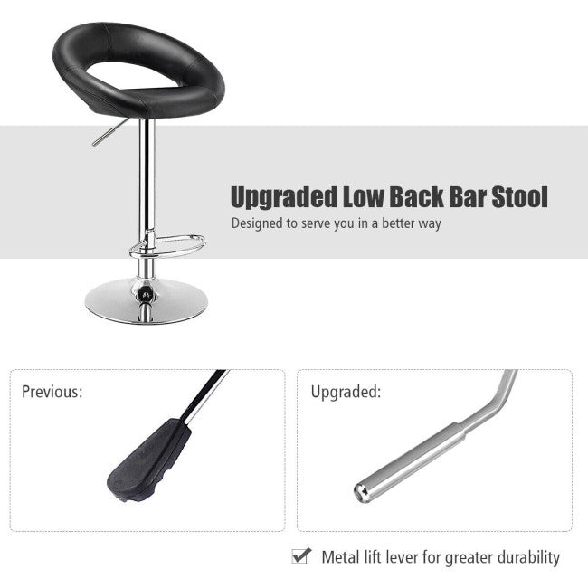 Ergonomic 360 Swivel Leather Adjustable Bar Stools Set W/ Low Backrest - Avionnti