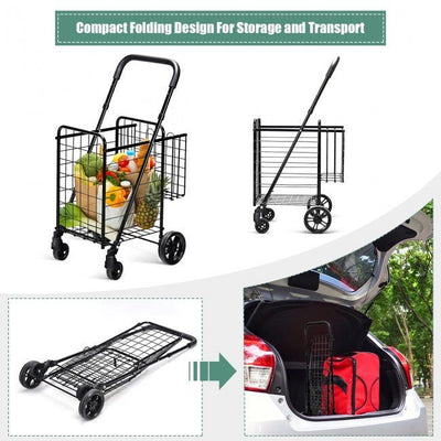 Ergonomic Foldable Shopping Trolley Cart with Adjustable Handle - Avionnti