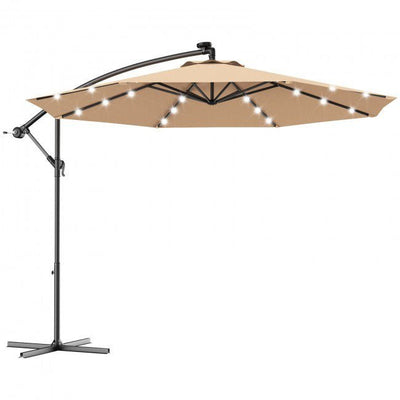 Extra Large 10ft Outdoor Patio Cantilever Umbrella With Solar Lights - Avionnti