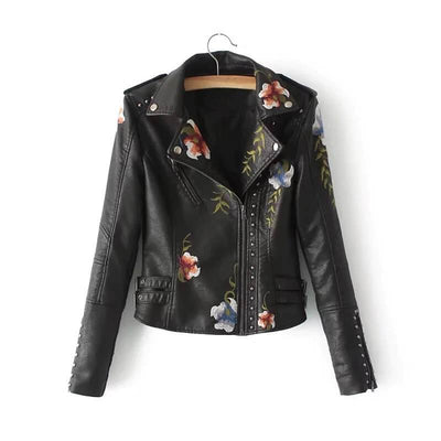 Floral Leather Jacket For Women - Avionnti