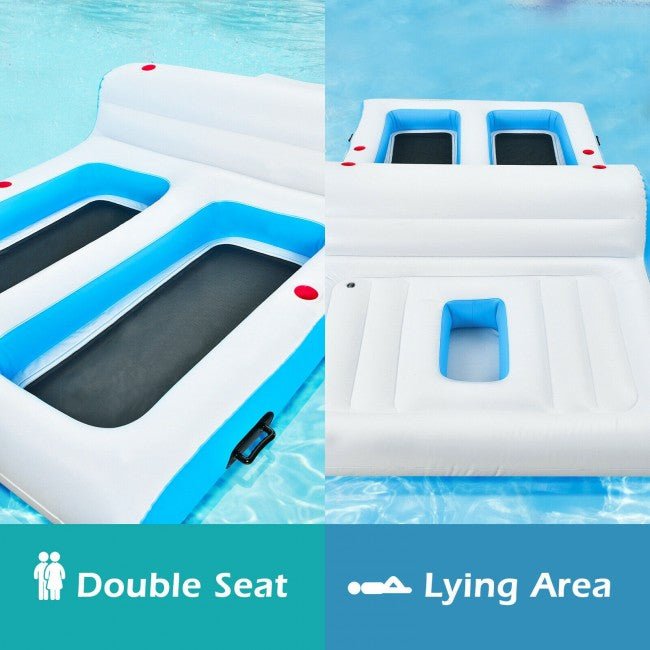Giant 6 Person Inflatable Pool Floating Lounge Raft With Ice Chest - Avionnti