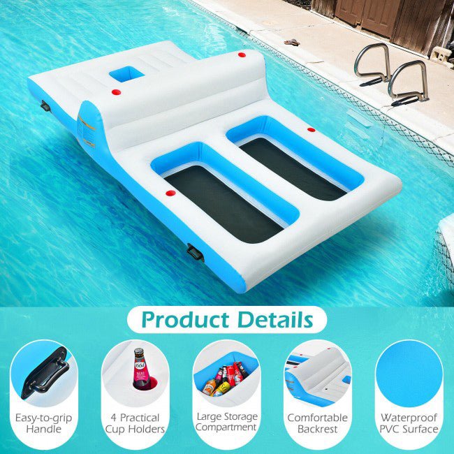 Giant 6 Person Inflatable Pool Floating Lounge Raft With Ice Chest - Avionnti