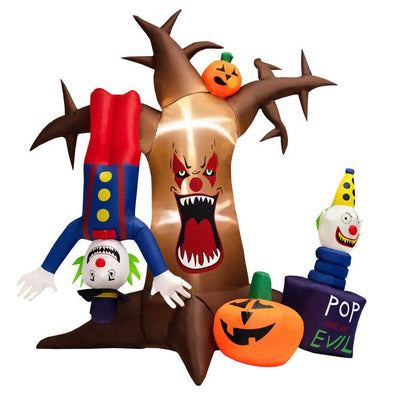 Giant 8FT Halloween Inflatable Spooky Ghost Tree With Pop-Up Clowns - Avionnti