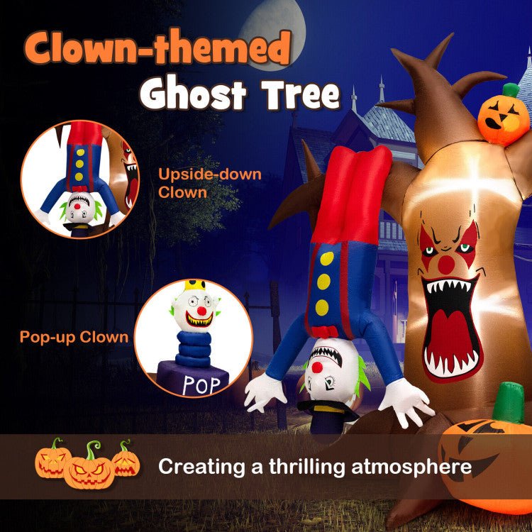 Giant 8FT Halloween Inflatable Spooky Ghost Tree With Pop-Up Clowns - Avionnti