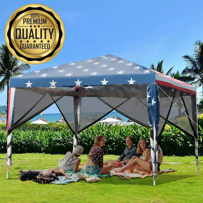 Heavy-Duty 10ft Easy Pop-Up Gazebo Canopy Tent With Mesh Walls - Avionnti
