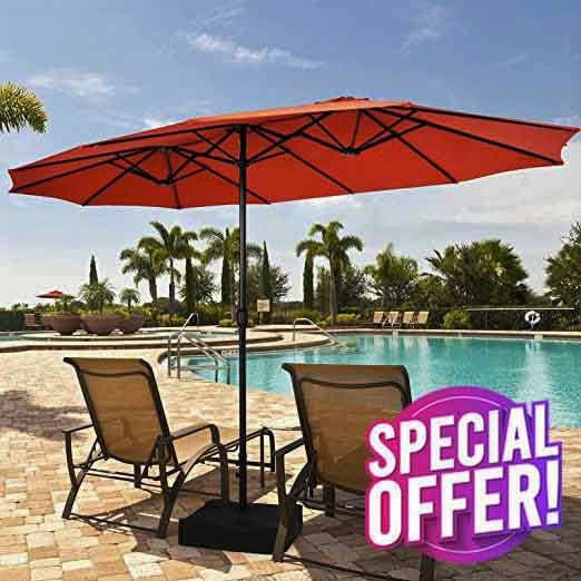 Heavy-Duty 15ft Patio Double-Sided Umbrella with Hand-Crank System - Avionnti