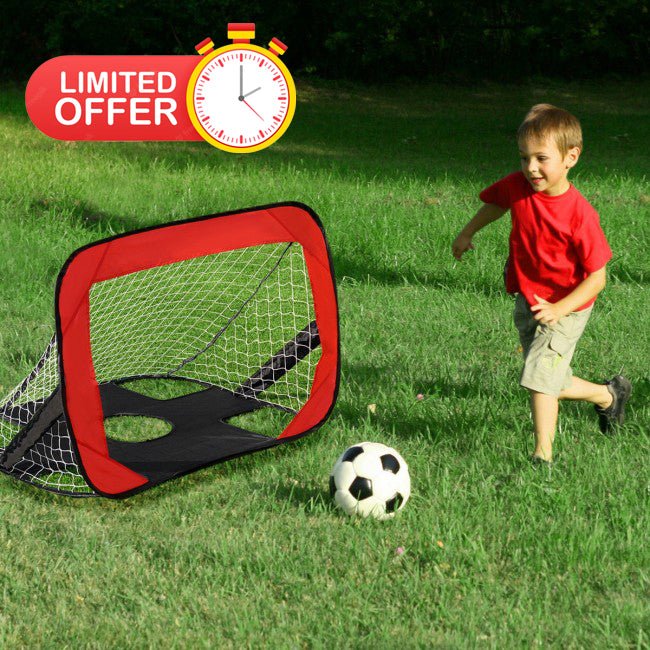 Heavy-Duty 2-In-1 Kids Pop Up Soccer Goal Net With Portable Bag - Avionnti
