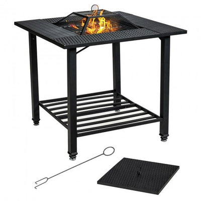 Heavy-Duty 31 Inch Outdoor Fire Pit Dining Table W/ Cooking BBQ Grate - Avionnti