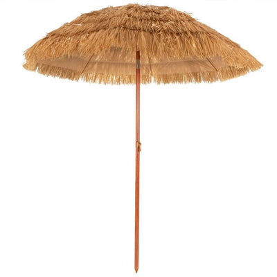 Heavy-Duty 6.5FT Thatch Tiki Beach Umbrella With Adjustable Tilt - Avionnti