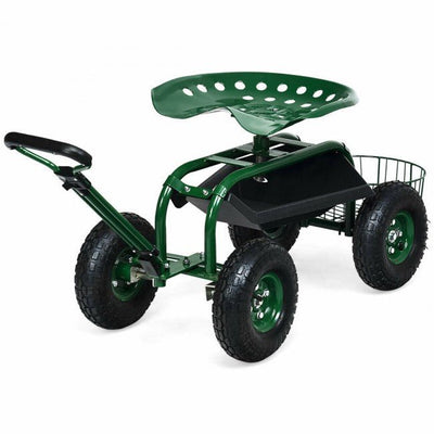 Heavy-Duty Garden Rolling Scooter Cart with 360 Swivel Seat - Avionnti