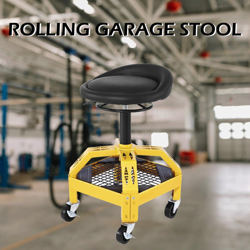Heavy-Duty Rolling Garage Stool Adjustable Mechanic Stool W/ Casters - Avionnti