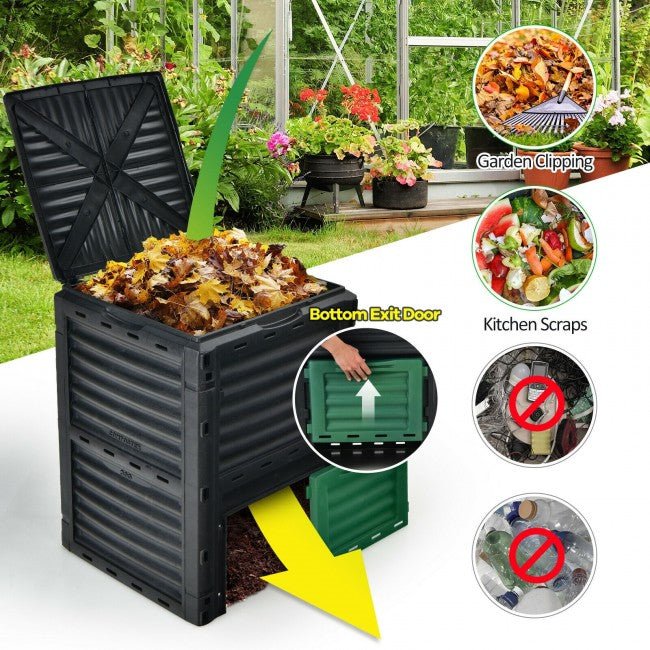 Huge Outdoor 80-Gallon Compost Tumbler Bin with Fully Opened Lid - Avionnti