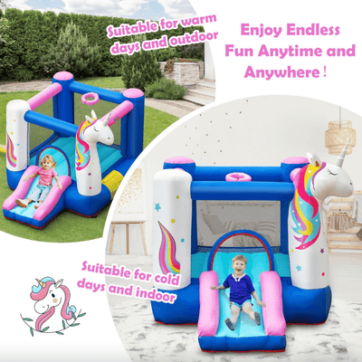 Inflatable Bounce House Unicorn Themed With Slide Jumping Castle - Avionnti