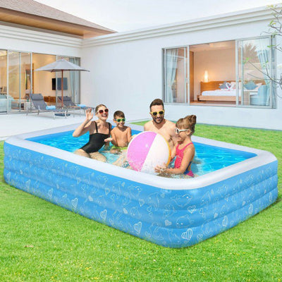 Inflatable Rectangular Above Ground Swimming Pool For Adults & Kids - Avionnti