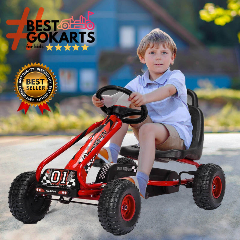 INTELLIGENT Kids Go Kart 4-Wheel Pedal Ride On Car with Adjustable Seat - Avionnti