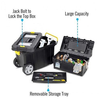 Jumbo Portable 2-In-1 Rolling Tool Box Storage Organizer Set - Avionnti