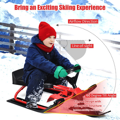 Kids Favorite Snow Sled with Steering Wheel and Safety Brakes - Avionnti