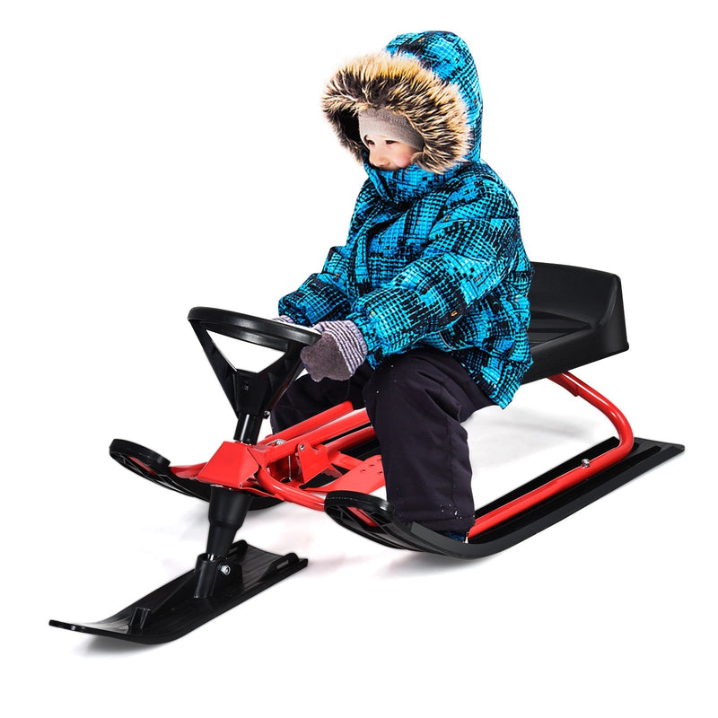 Kids Favorite Snow Sled with Steering Wheel and Safety Brakes - Avionnti