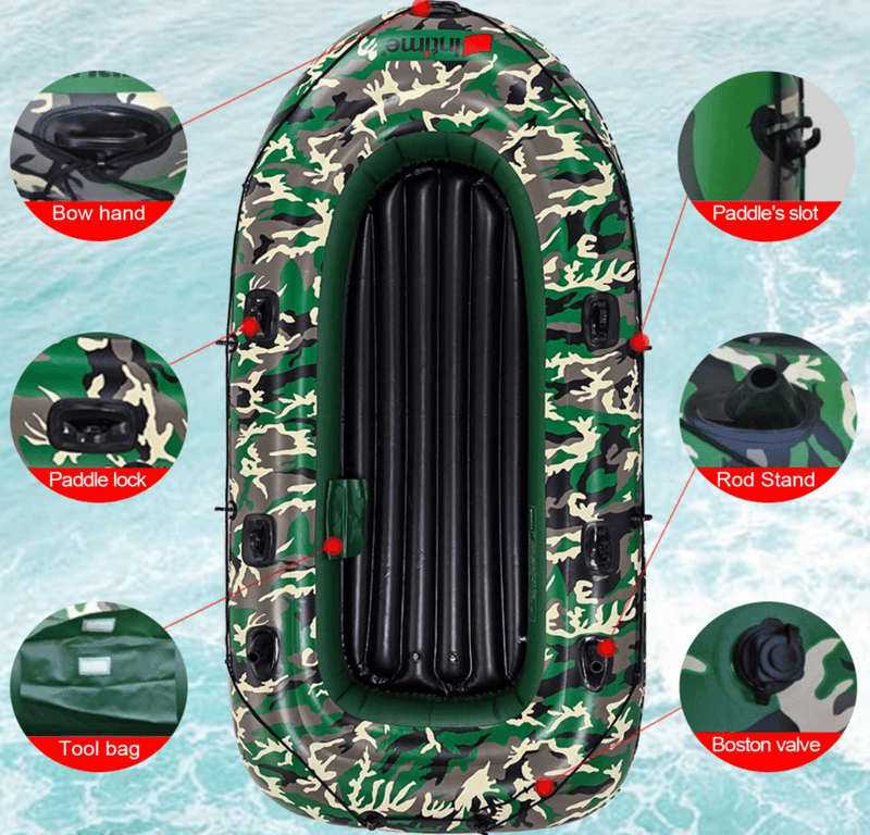 Large And Spacious 3 Person Inflatable Fishing Boat Blow Up Boat Raft - Avionnti
