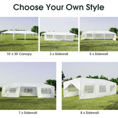 Luxury 10x30ft Outdoor Canopy Party Tent with 8 Removable Sidewalls - Avionnti