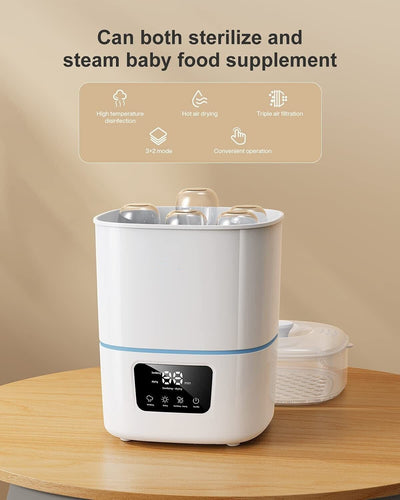 Luxury 3-In-1 Baby Bottle Steam Sterilizer And Dryer With LCD Screen - Avionnti