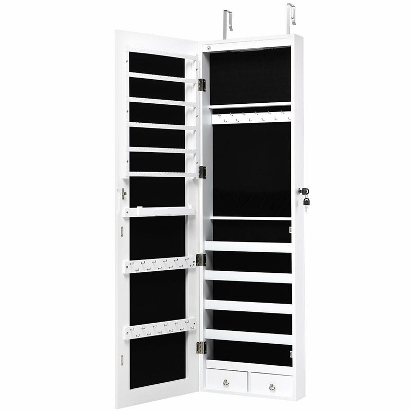 Luxury Mirrored Jewelry Armoire Wall And Door Mounted Cabinet - Avionnti