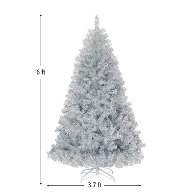 MISTLETOE Unlit Artificial Silver Tinsel Christmas Tree - Avionnti